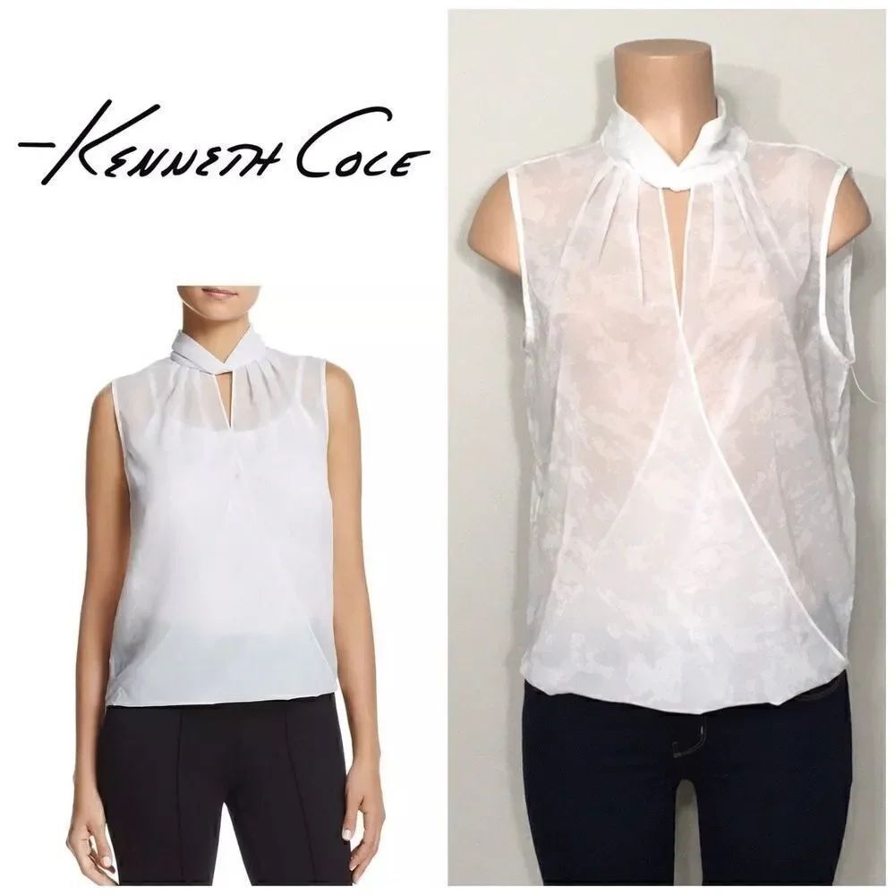 Kenneth Cole Crossover top in white splash. NWT